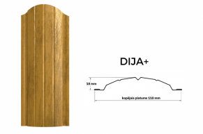 Доска заборная металлическая DIJA, DIJA+, EVA 0,45 мм, Дуб золотой 1xRAL