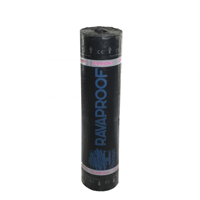 Bitumena jumta segums, RavaProof DIAMOND SBS, 4 mm (-25C) Black sand, apakšklājs