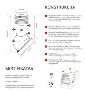 Ventilācijas jumta izvads VENTOS X, 150D,RAL8019, tumši brūns