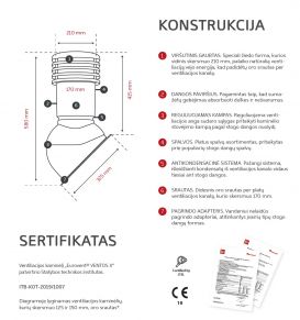Ventilācijas jumta izvads VENTOS X, 150D, RAL3009 sarkans ķieģelis