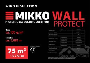 Pretvēja plēve MIKKO WALL PROTECT 100 gr./m², 1,5 m. x 50m = 75 m²