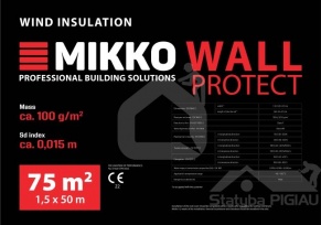 Pretvēja plēve MIKKO WALL PROTECT 100 gr./m², 1,5 m. x 50m = 75 m²