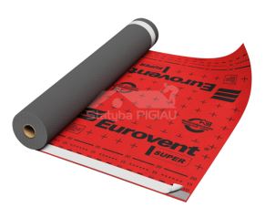 Difūzijas plēve Eurovent SUPER 170 gr./m², SK2 (lipīgas malas), 1,5 m. x 50 m. = 75 m²