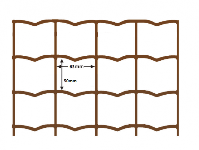 Žogu tīkls, metināts, 1500 mm, 50x63 mm, ø3 mm, 25 m