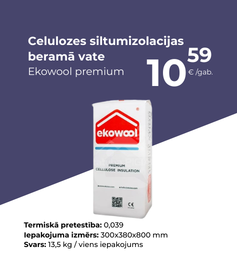 Celulozes siltumizolacijas beramā vate Ekowool premium 13,5 kg